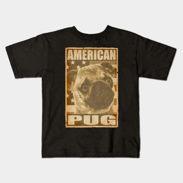 American Pug Poster Kids T-Shirt by Nerd_art